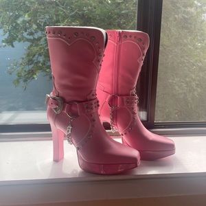 Bratz x Dolls Kill pink cowboy boots